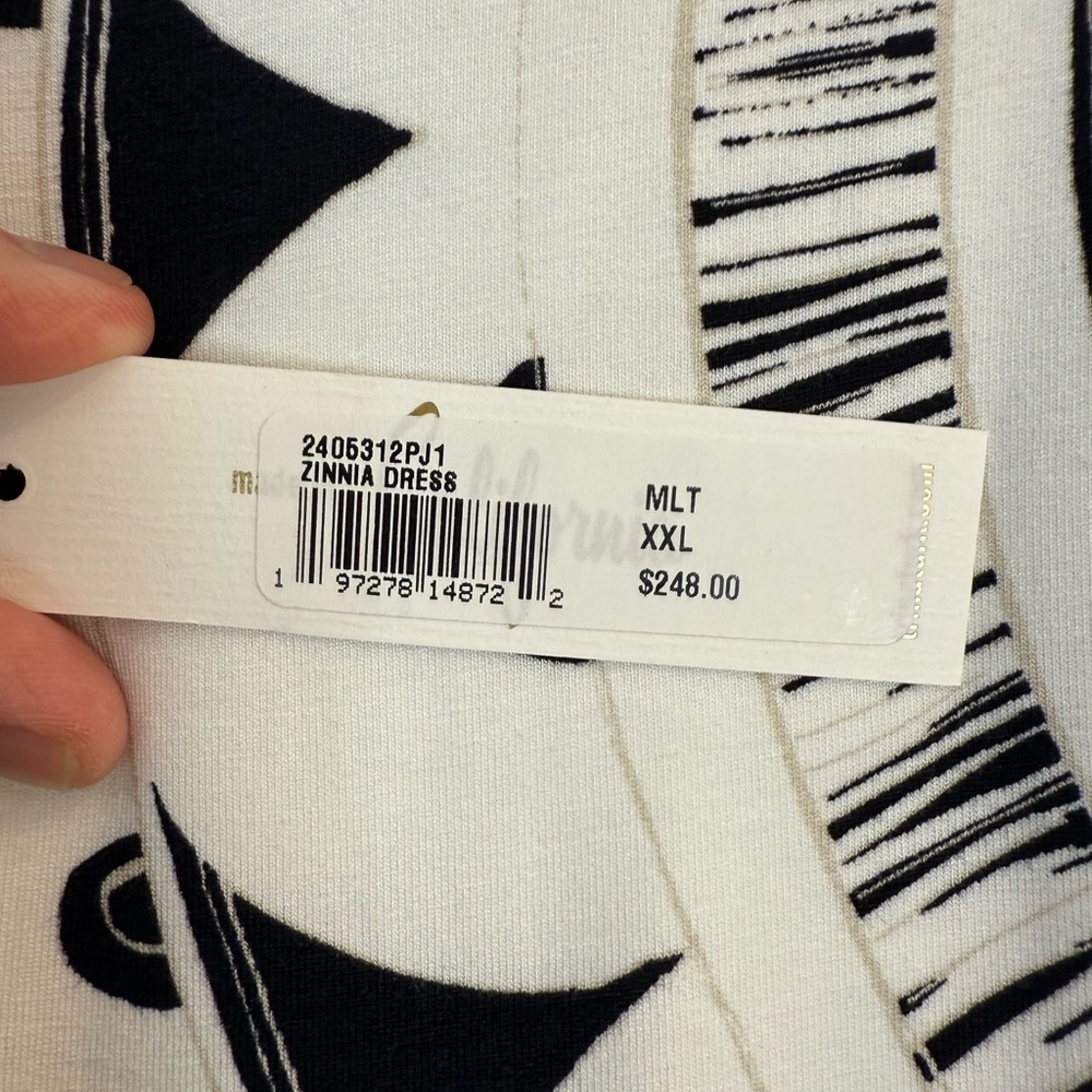 Trina Turk Zinnia Tank Dress Black & White Geometric Knee Length Size XXL NWT - Picture 8 of 10